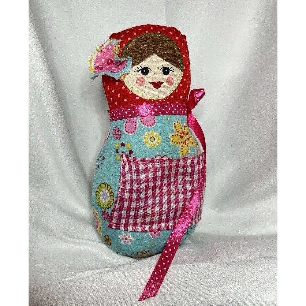Handmade Fabric Matryoshka Doll Doorstop Russian Nesting Doll Folk Cottagecore
